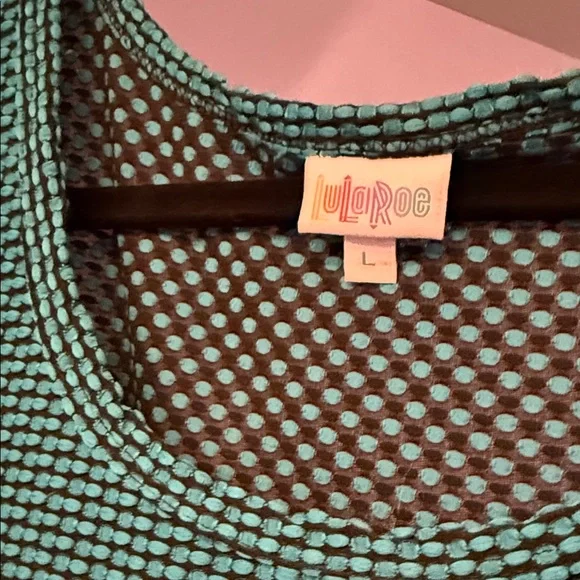 LuLaRoe Nicole Teal Long Sleeve Dress - Picture 2 of 2